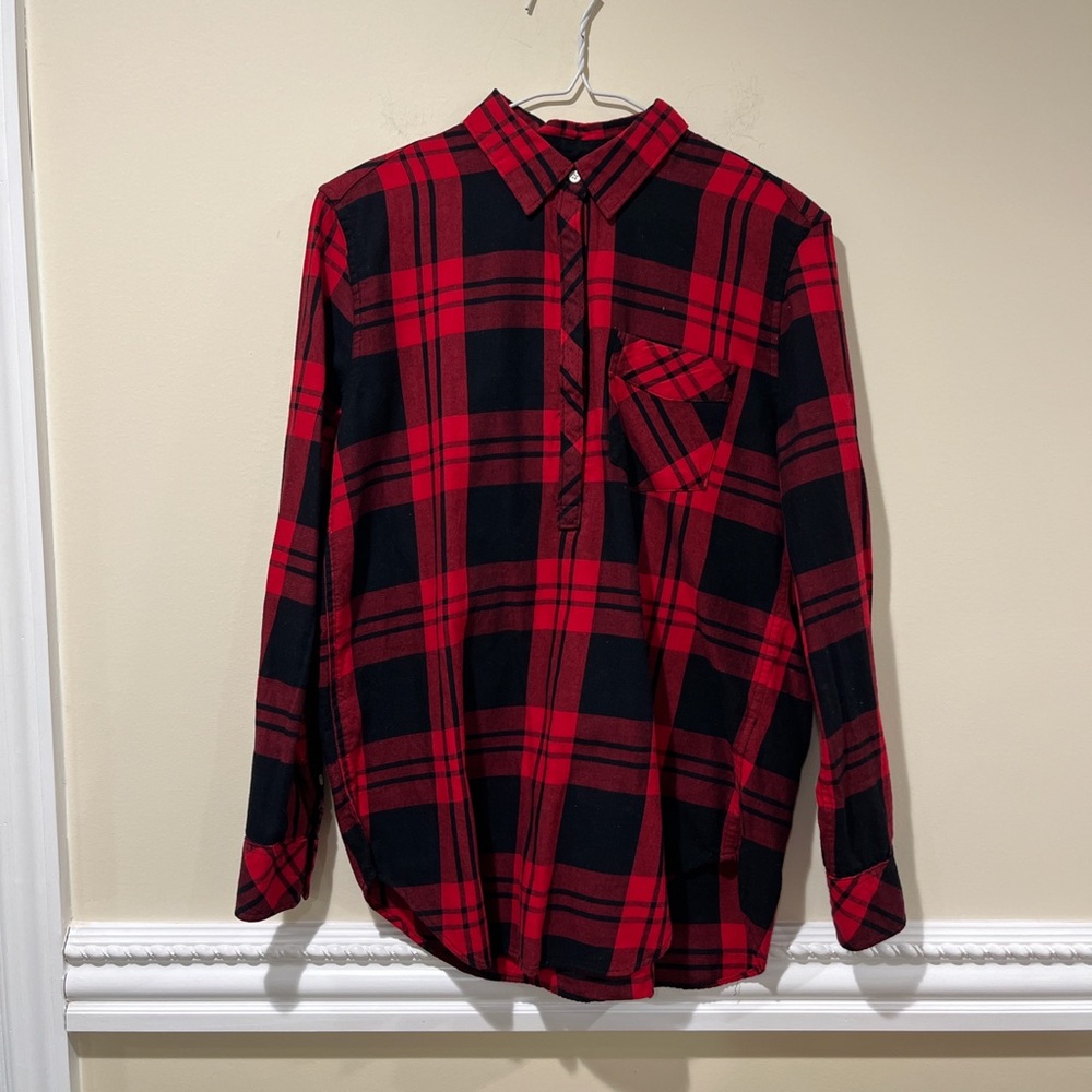 Women’s Red & Black Plaid Button Up